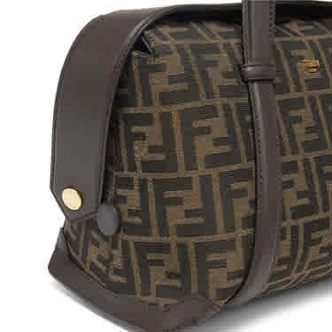 Fendi FF Jacquard Medium Brown Boston Handbag-thumb-4