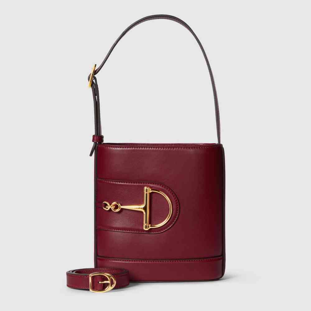 Wine Gucci 73 Small Black Bucket Bag
