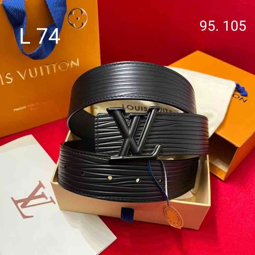 Black Louis Vuitton Golden Premium Quality Leather Belt