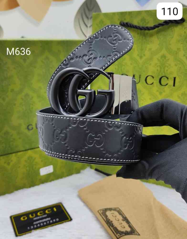 Black Gucci Golden Premium Quality Leather Belt