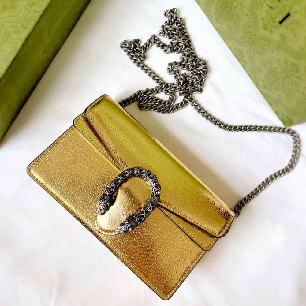 Golden Gucci Crystal Dragon Black Leather Sling Bag