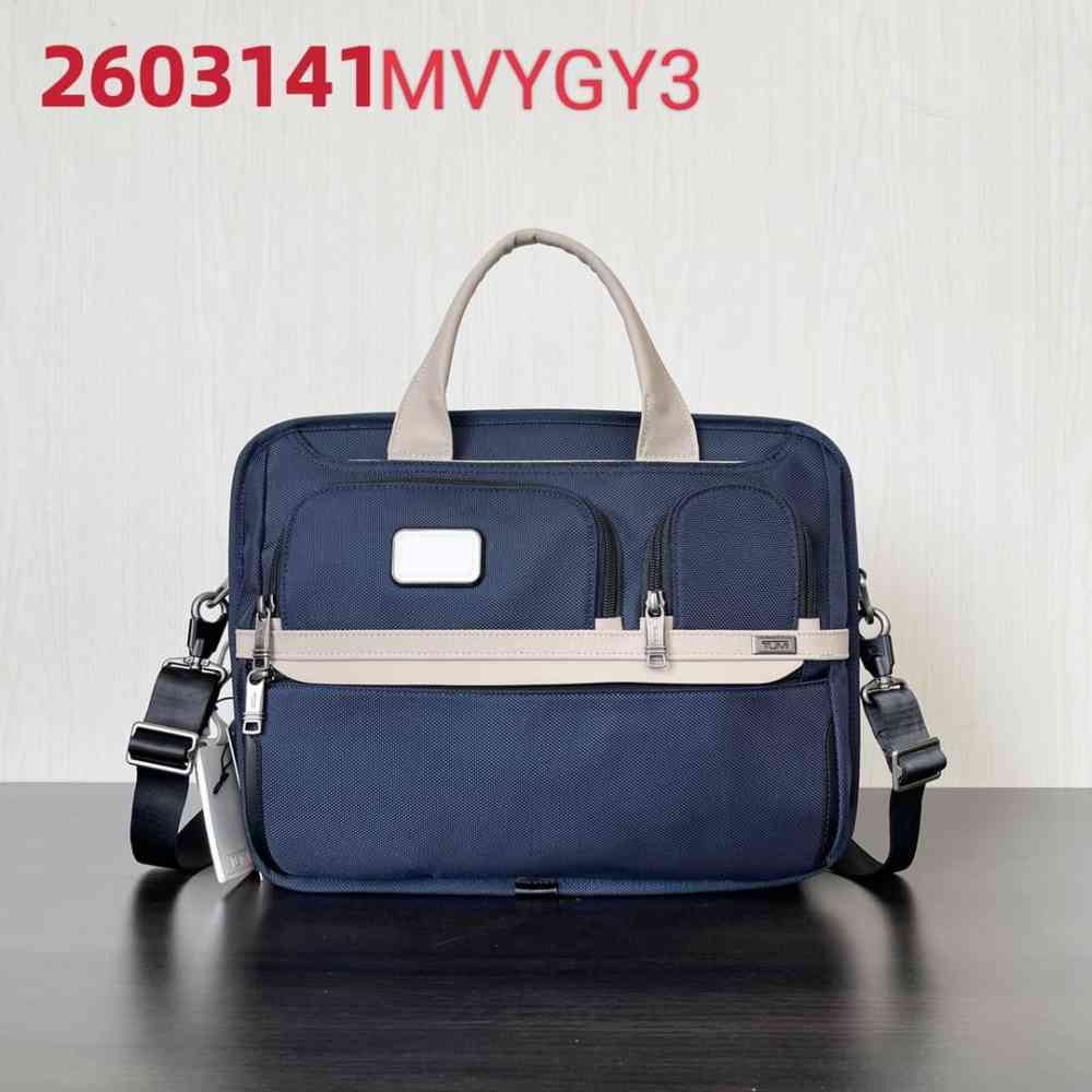 Tumi Expandable Organizer Laptop Briefcase Blue Bag-thumb-1