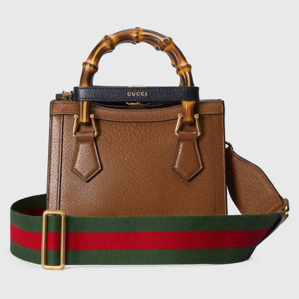 Gucci Diana Bamboo Brown Leather Large Handbag-thumb-1