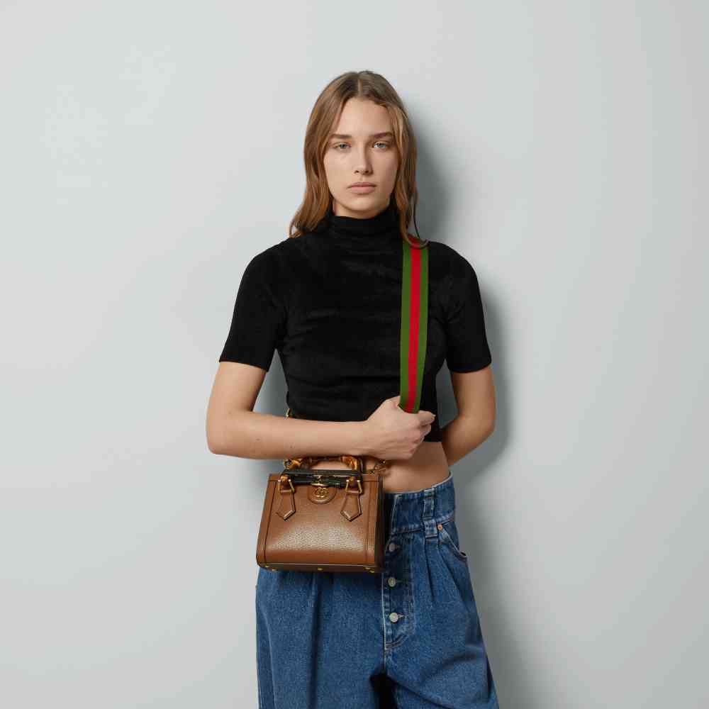 Gucci Diana Bamboo Brown Leather Large Handbag-thumb-9