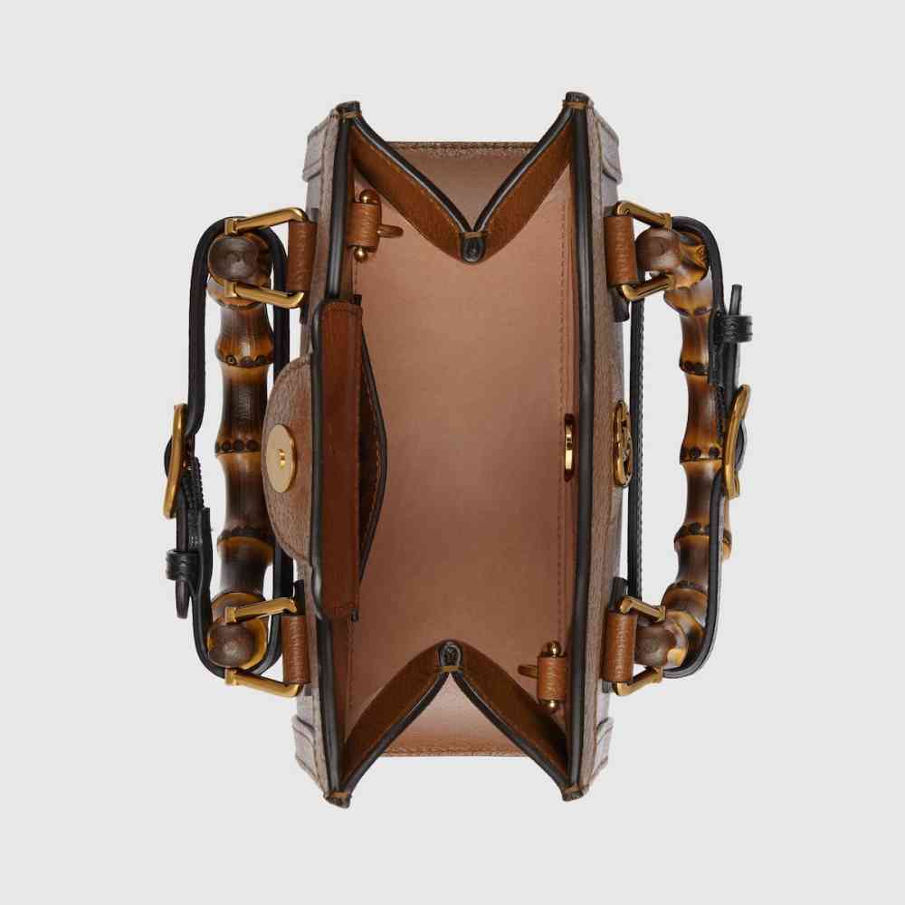 Gucci Diana Bamboo Brown Leather Large Handbag-thumb-5