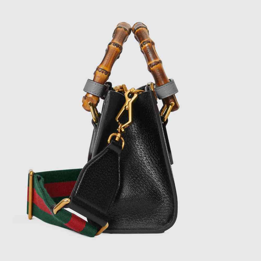 Gucci Diana Bamboo Black Leather Large Handbag-thumb-2