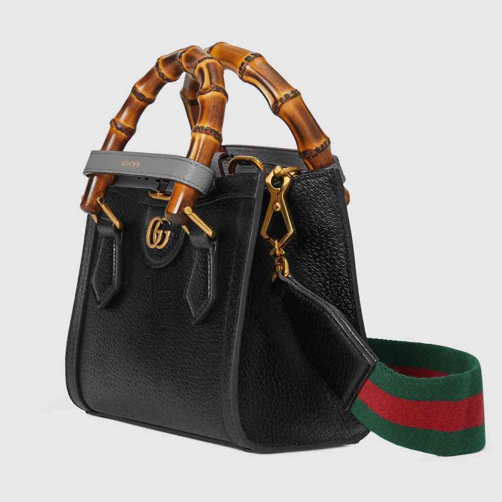 Gucci Diana Bamboo Black Leather Large Handbag-thumb-3