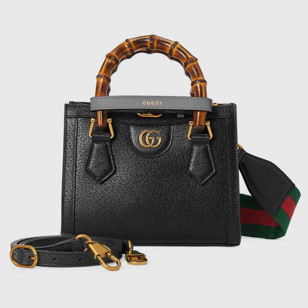 Gucci Diana Bamboo Black Leather Large Handbag-thumb-7
