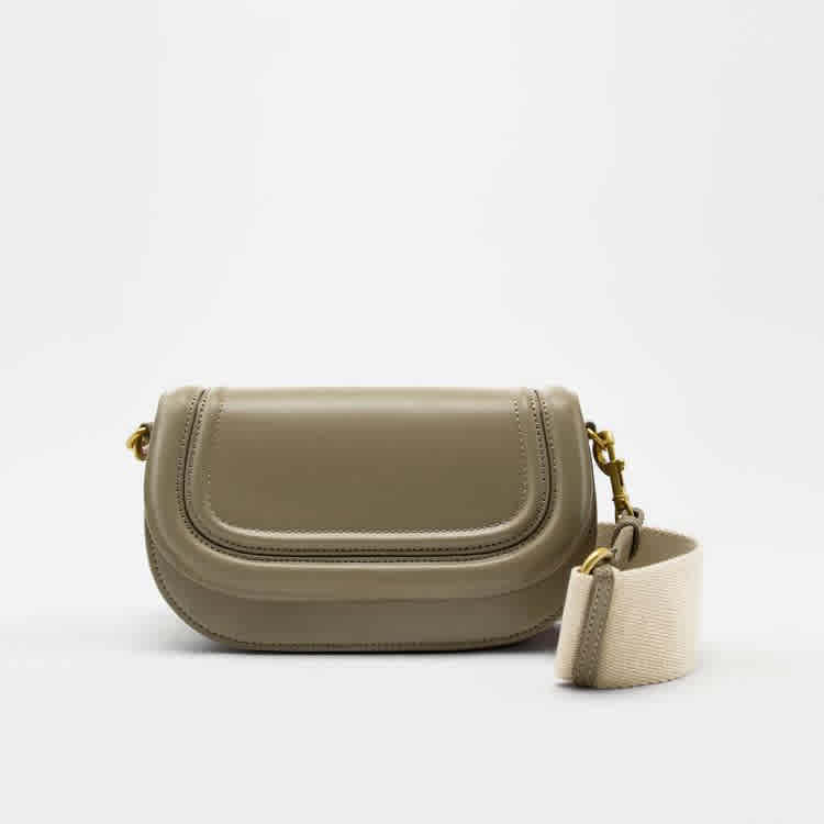 Olive Zara Embroidered Brown Leather Small Shoulder Bag
