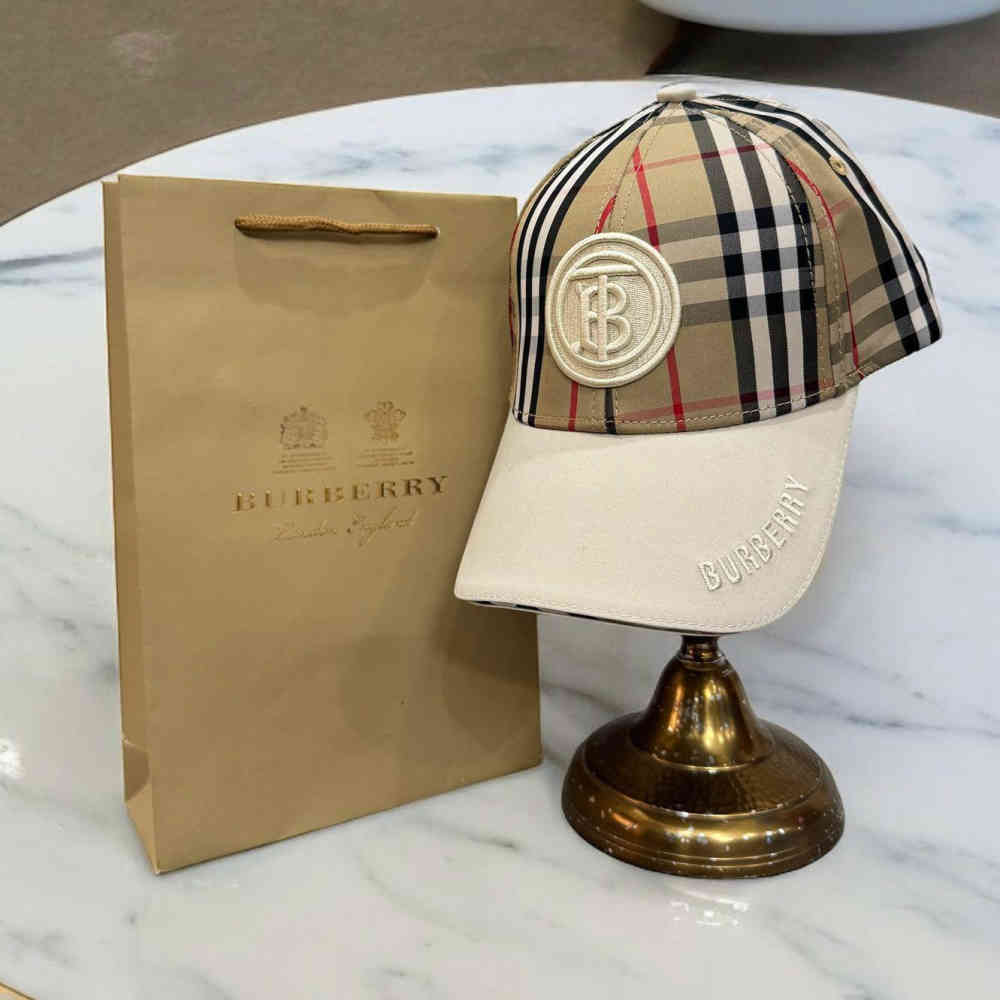 White Burberry TB Embroidered Black Premium Cap