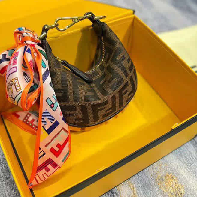 Brown Fendi White Mini Leather Handbag
