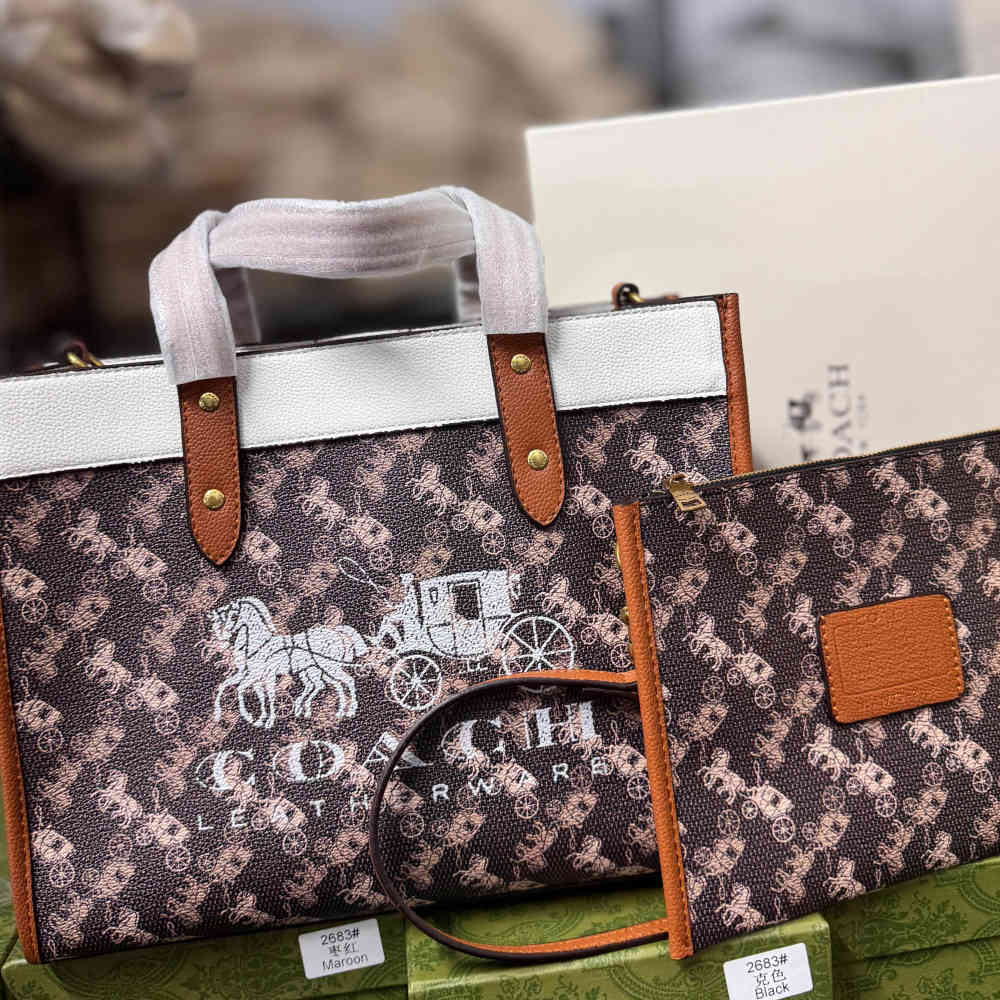 Brown Coach Field 40 In With Coach Badge Tote Bag