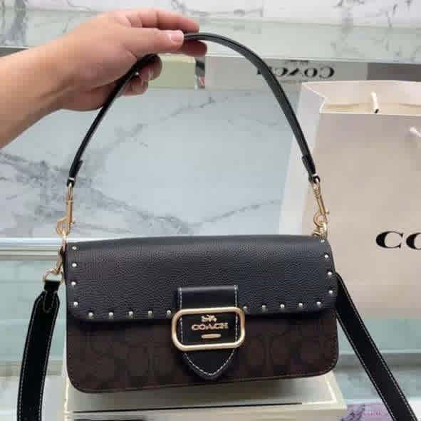 Black Coach Field  White Tote Bag