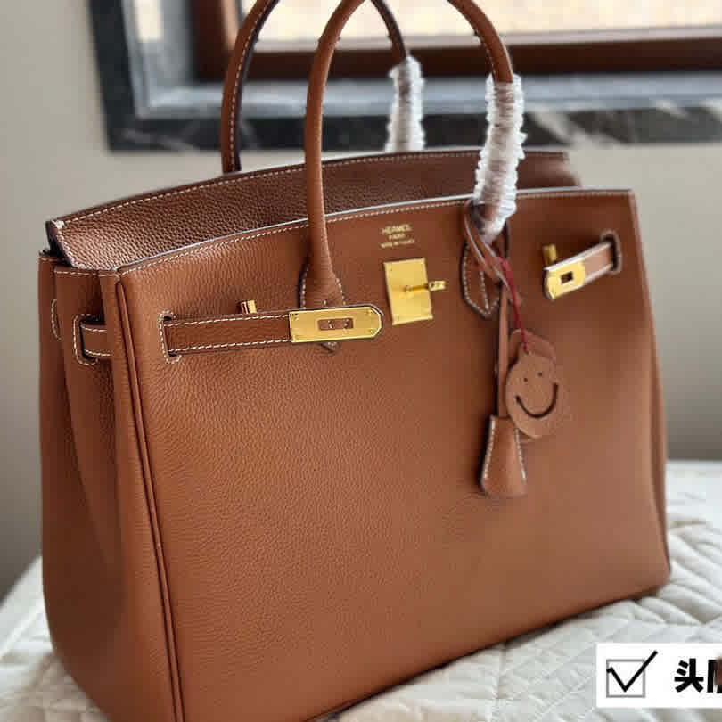 Light Brown Hermes Dark Grey Premium Quality Tote Bag