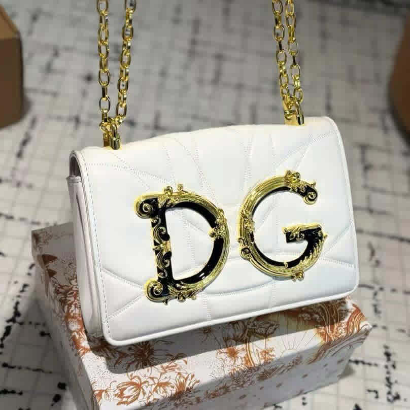 White Dolce & Gabbana Nappa leather DG Girls Wine Sling Bag