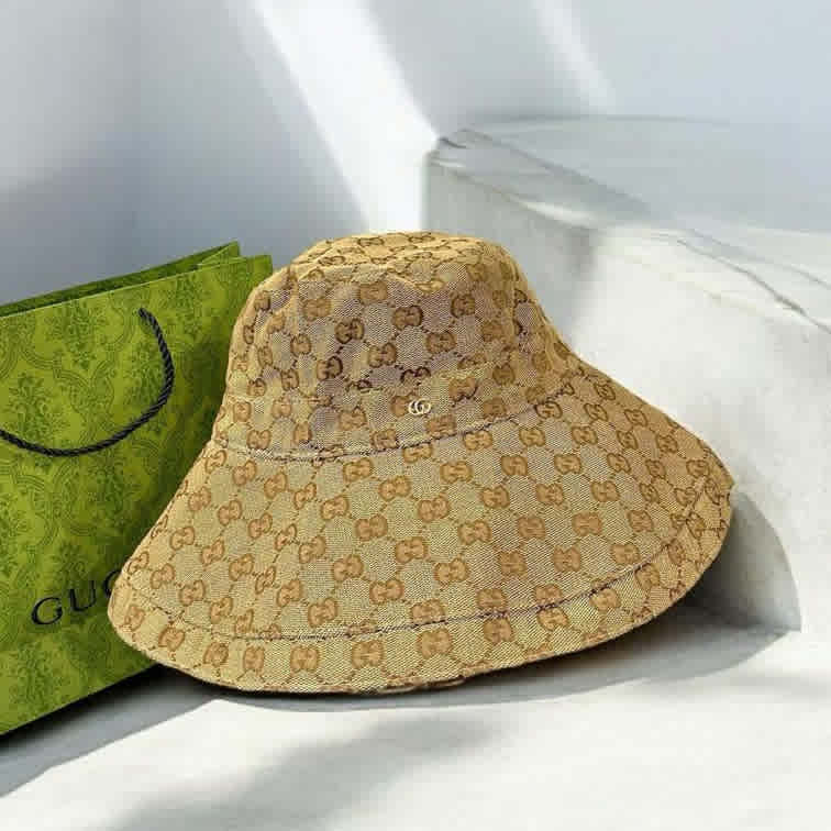 Brown Gucci Canvas Blue Premium Bucket Hat