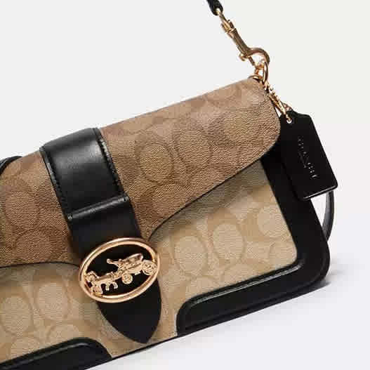 Coach Georgie In Blocked Signature Canvas Shoulder Bag-thumb-1