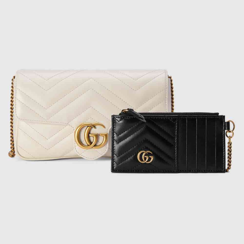 White Gucci GG Marmont Wine small Sling Bag