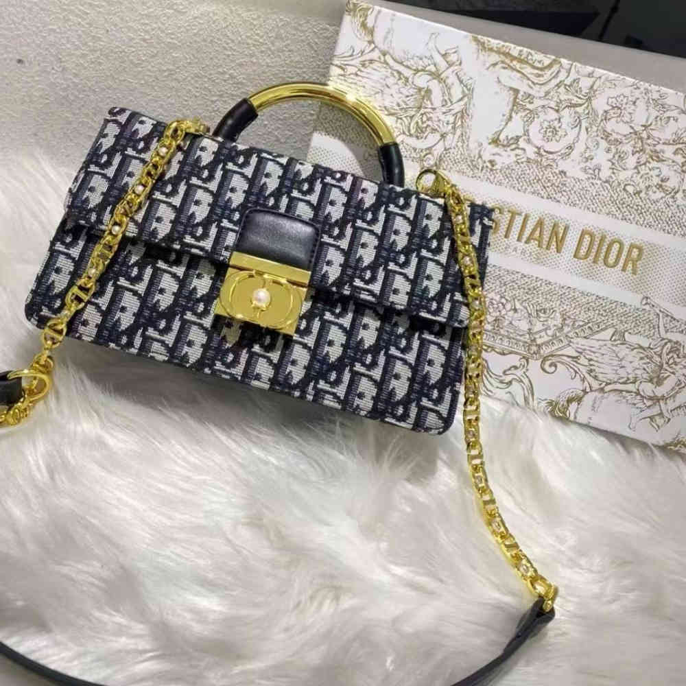 Black Christian Dior Blue Shoulder Bag
