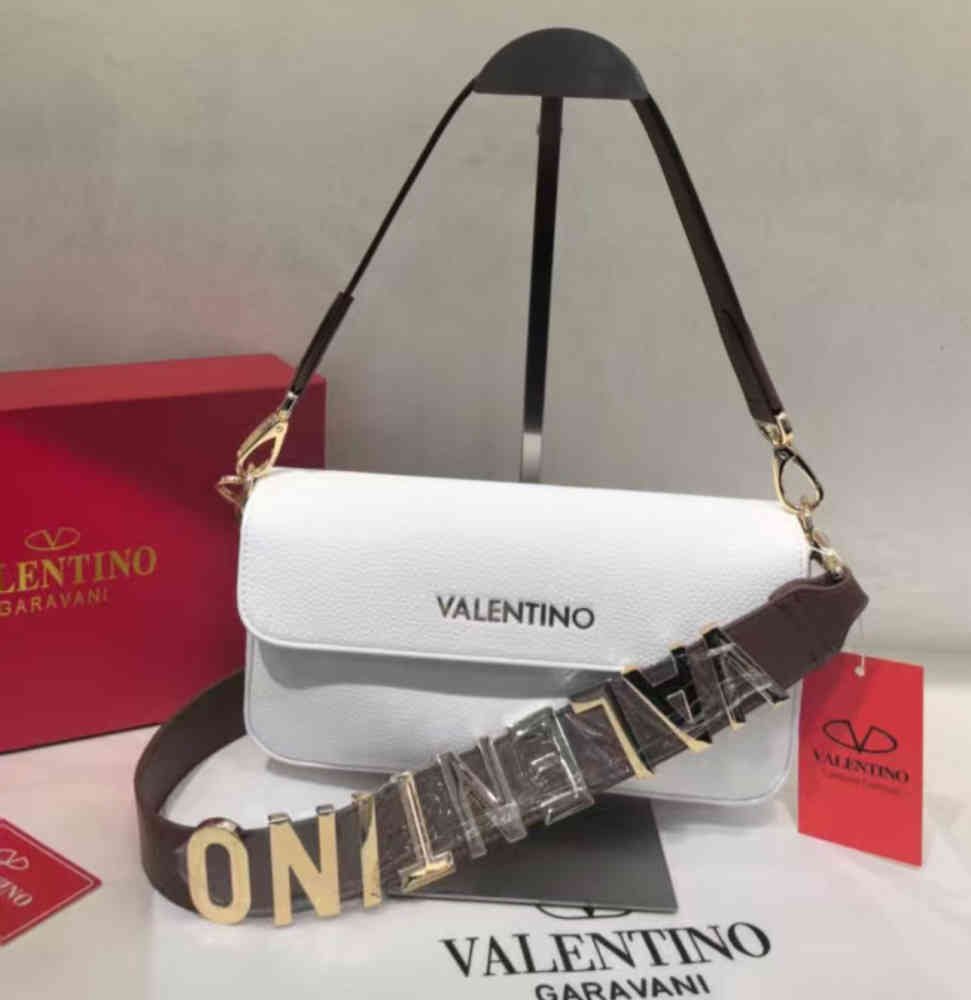 White Valentino Garavani Locò Embroidered Black Small Shoulder Bag