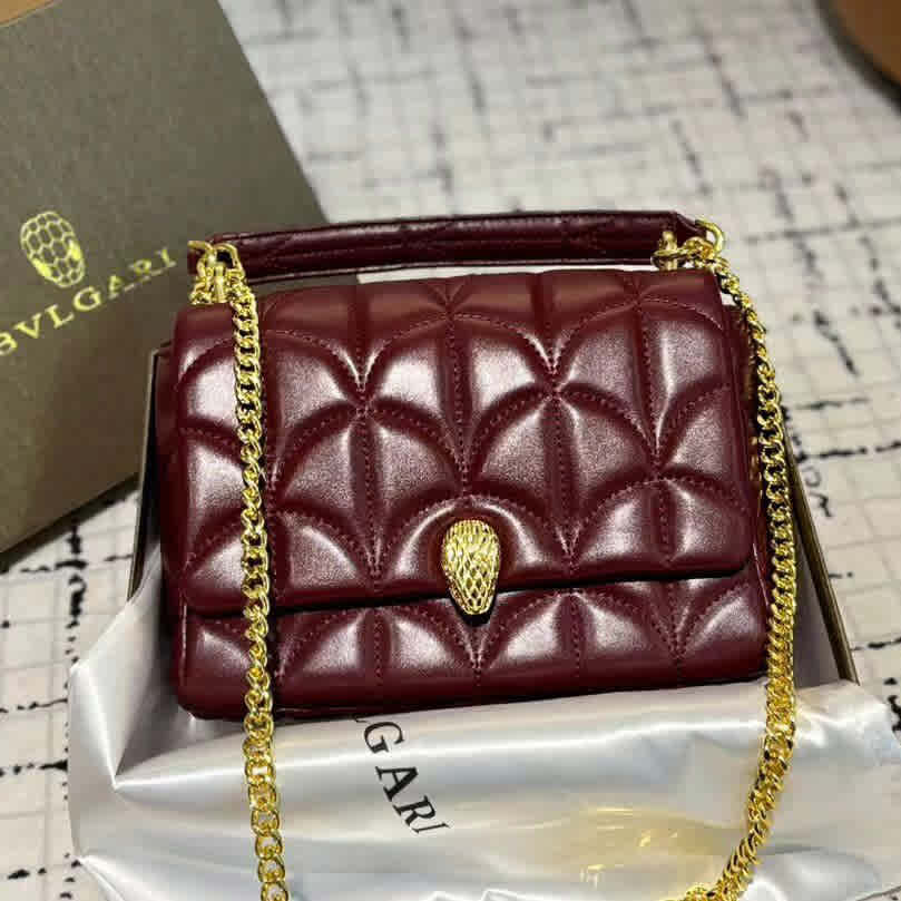 Wine Bvlgari Serpenti Sugarloaf White HandBag