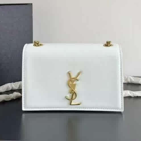 White Saint Laurent Medium Black Chain Bag