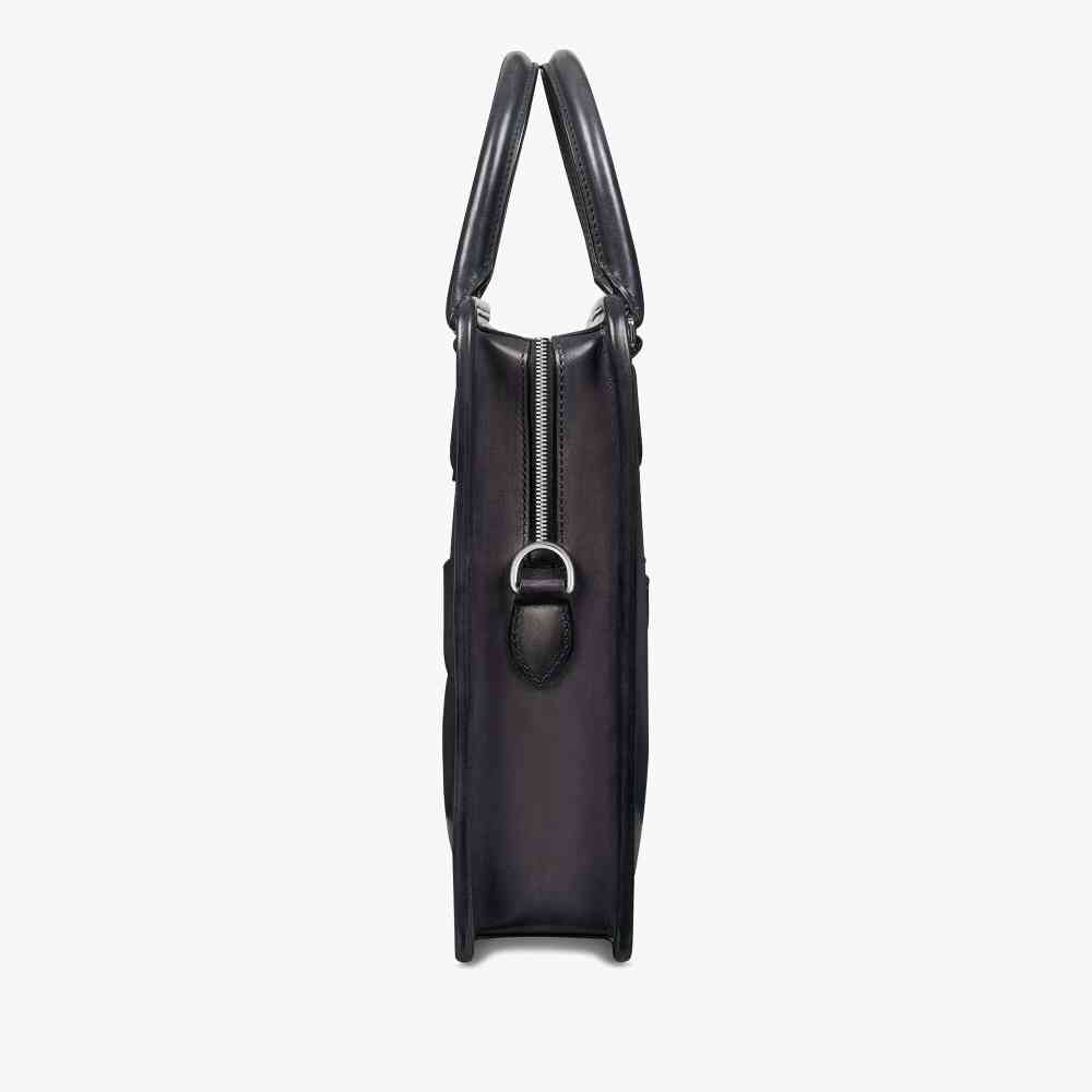 Un Jour Scritto Berluti Black Leather Briefcase-2