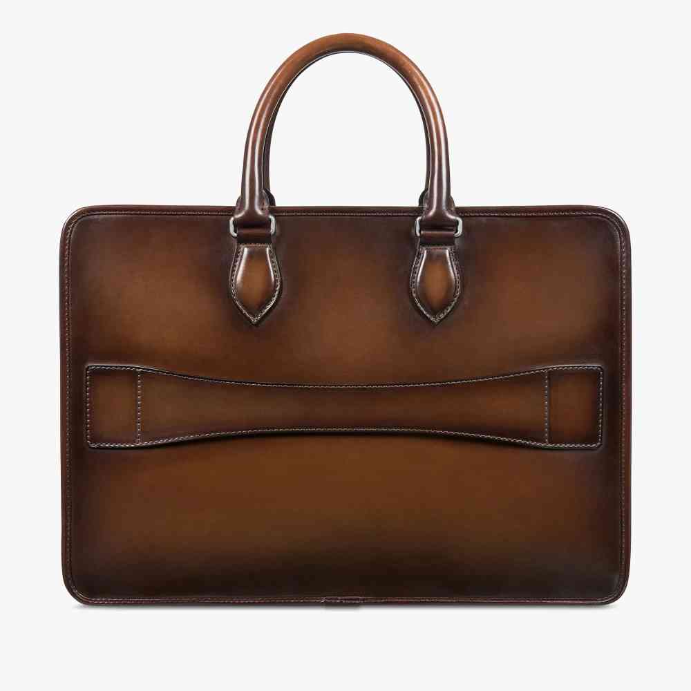Un Jour Scritto Berluti Brown Leather Briefcase-1