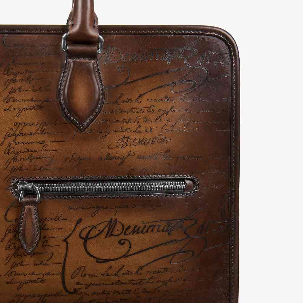 Un Jour Mini Scritto Berluti Brown Leather Briefcase-4