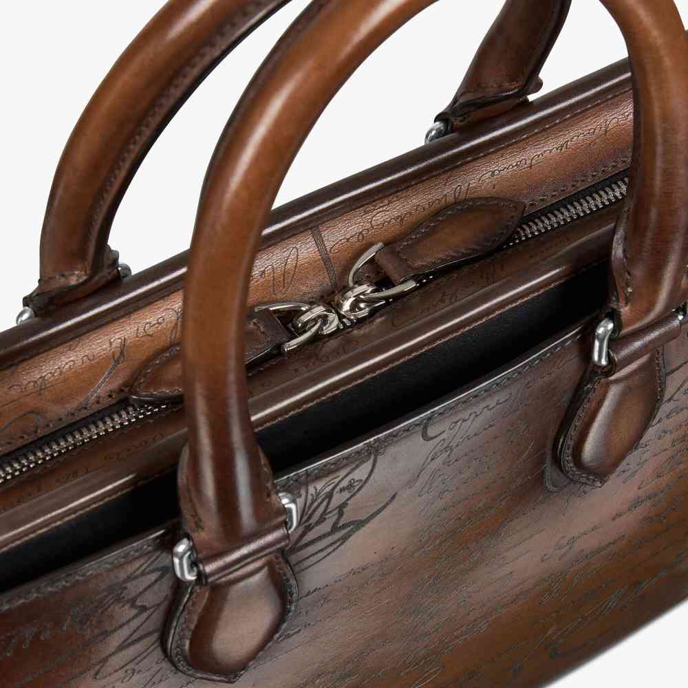 Un Jour Mini Scritto Berluti Brown Leather Briefcase-5