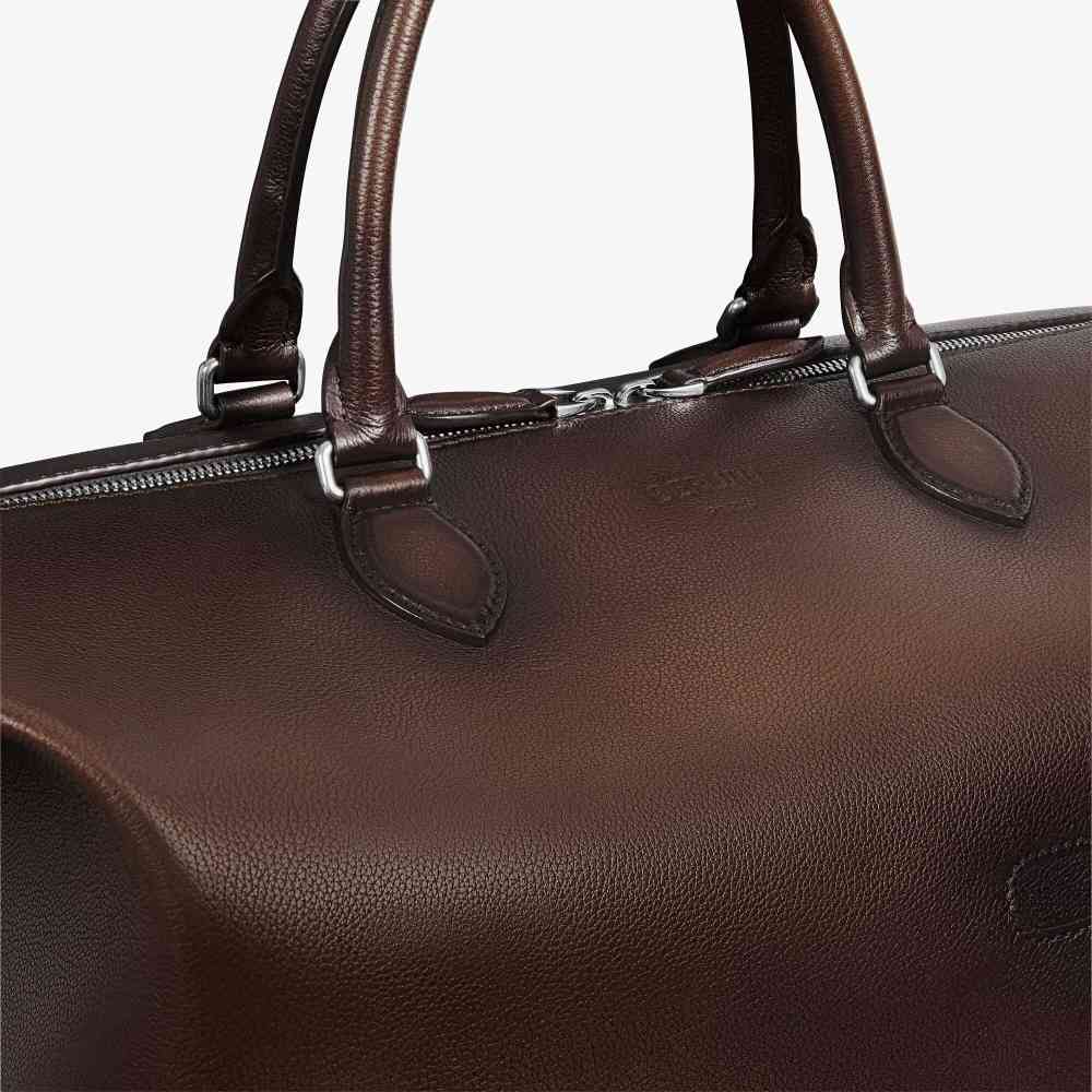 Toujours Soft Zipped Berluti Brown Leather Travel Bag-4