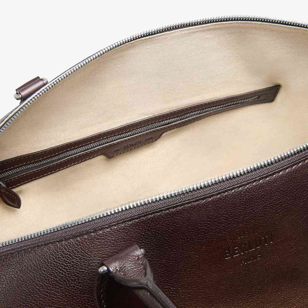 Toujours Soft Zipped Berluti Brown Leather Travel Bag-5