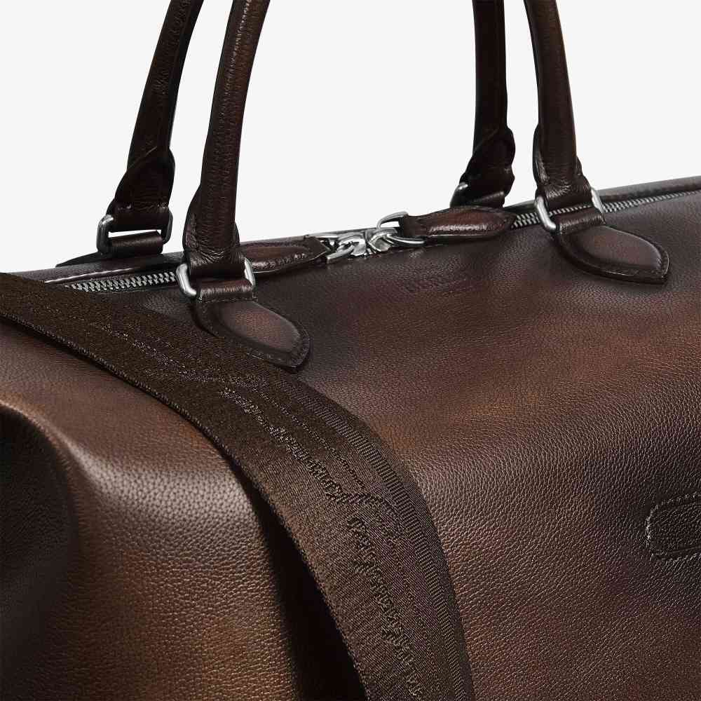 Toujours Soft Zipped Berluti Brown Leather Travel Bag-6
