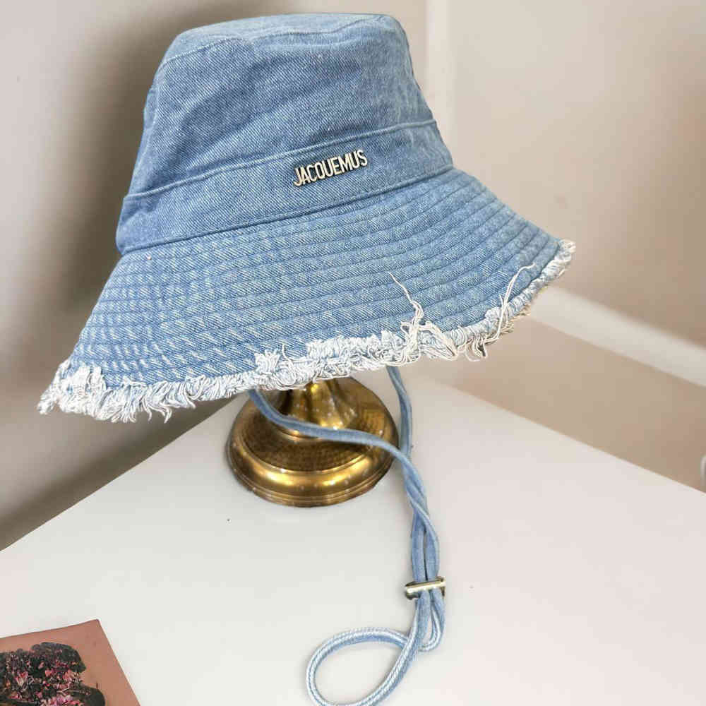 Light Blue Jacquemus Le Bob Artichaut denim Black bucket Hat
