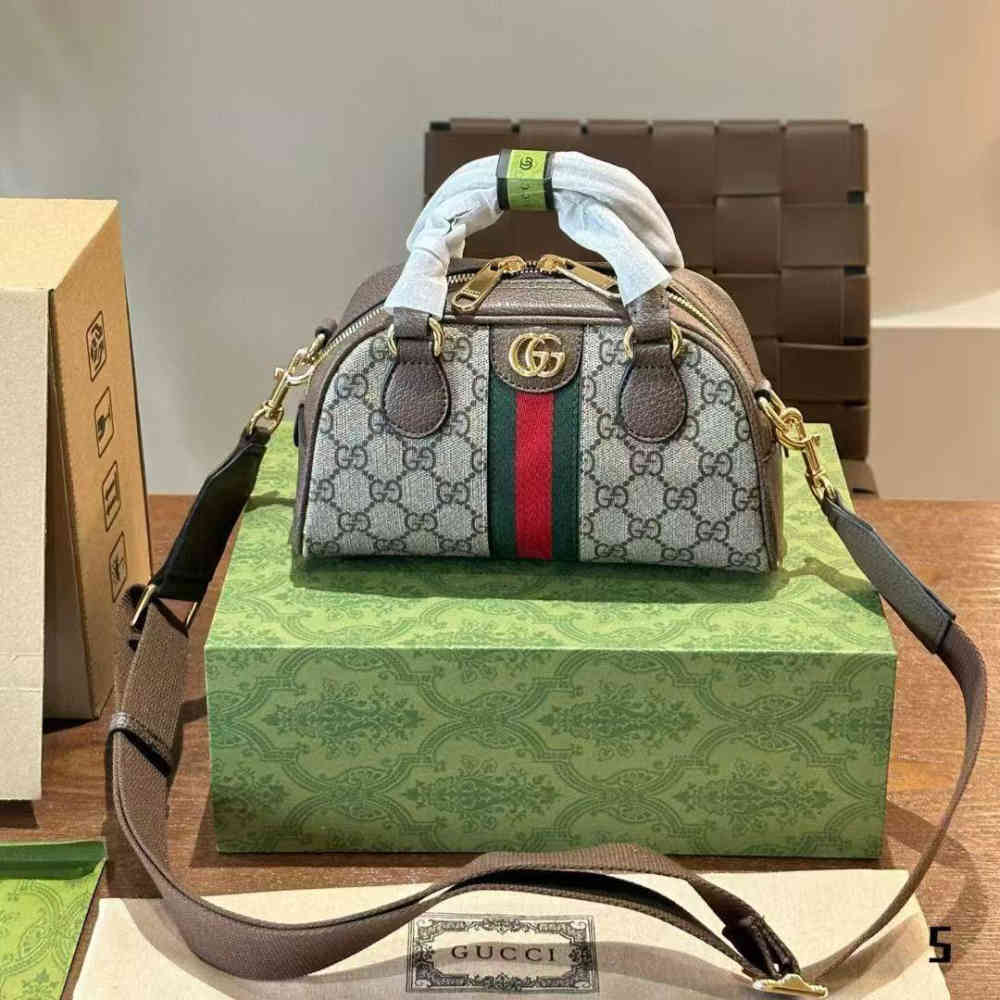 Gucci ophidia Small Beige Bowling Handbag-2