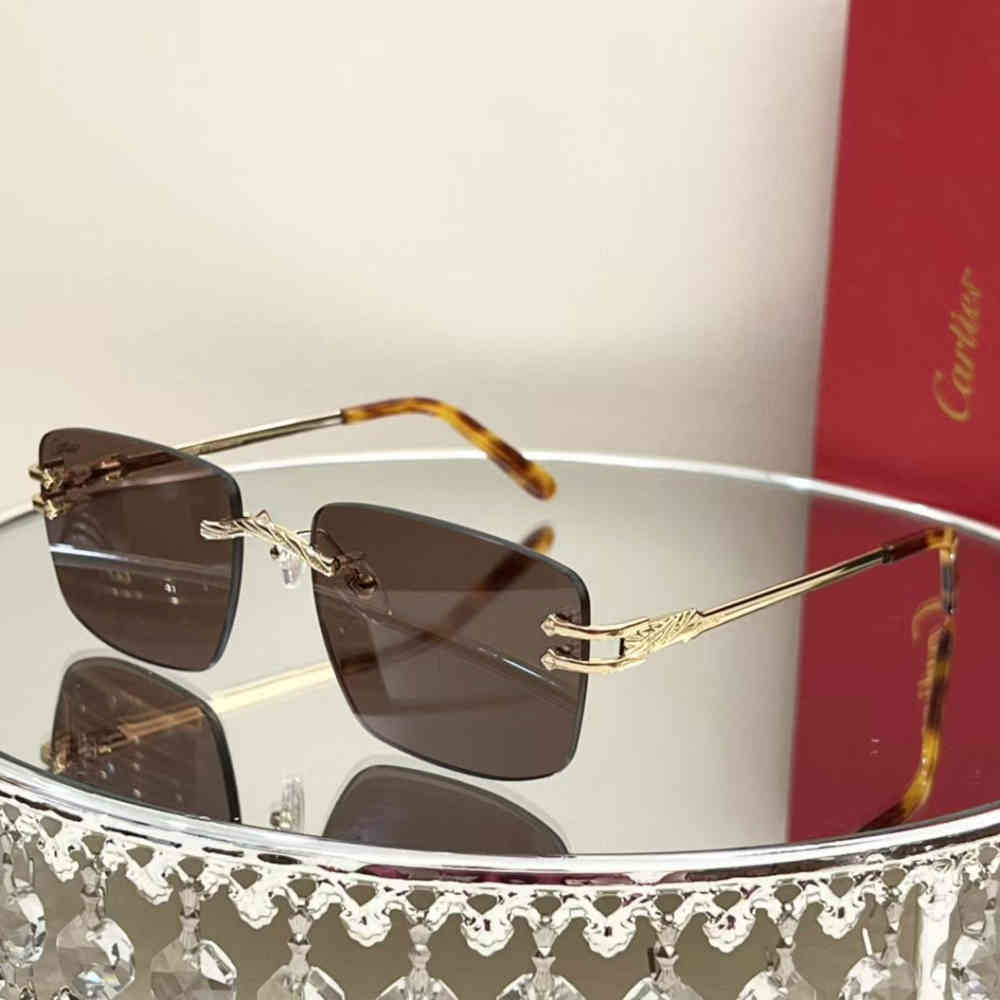 Brown Cartier Golden Luxury Sunglasses