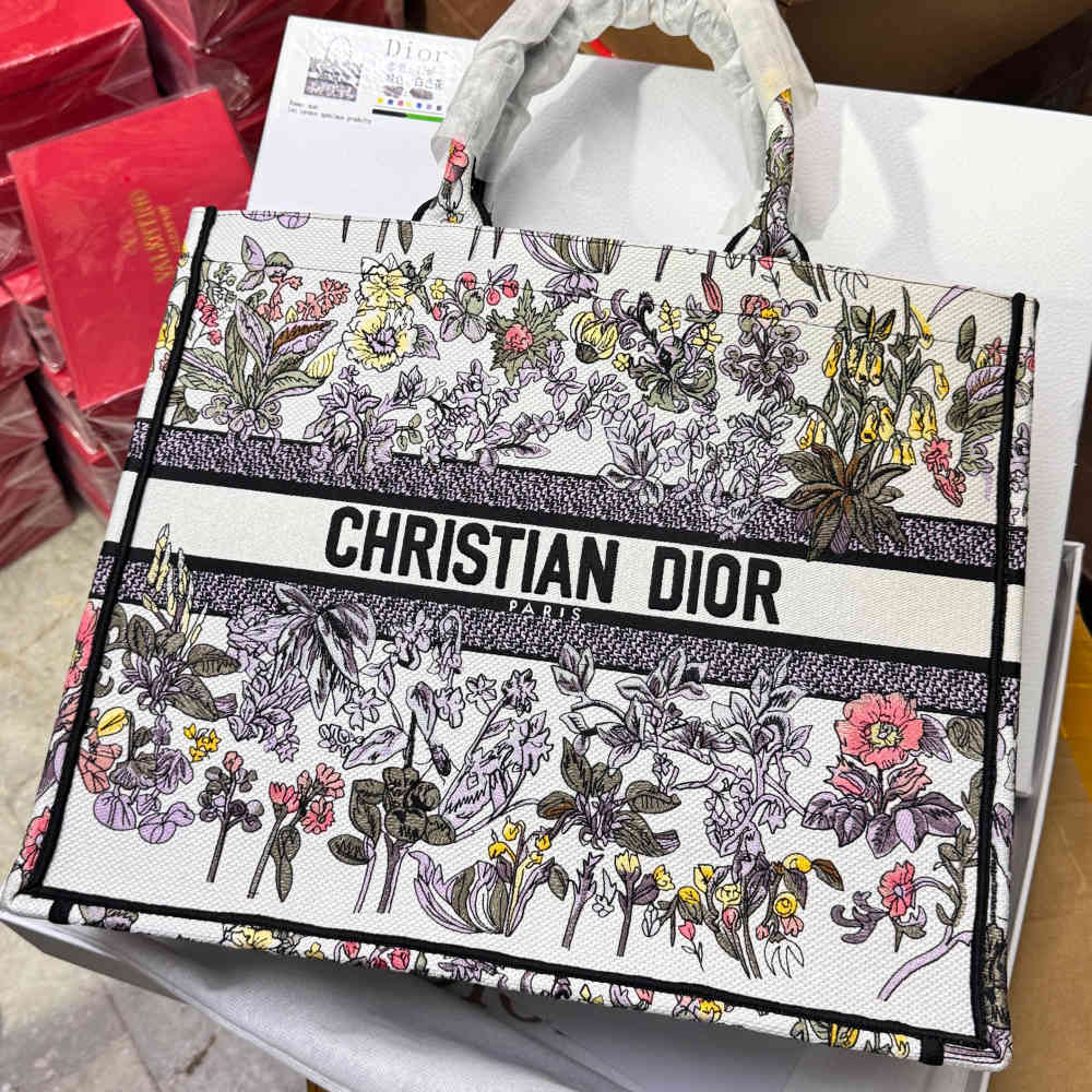 Dior Large Book Flower Print Tote Bag-0