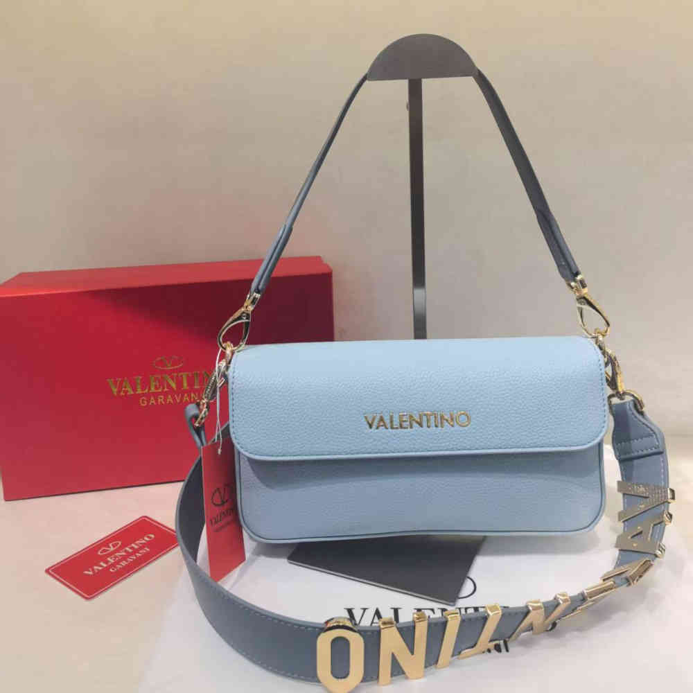 Blue Valentino Garavani Locò Embroidered Black Small Shoulder Bag