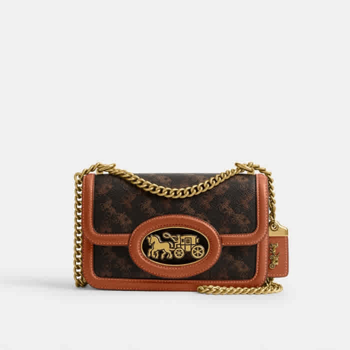 Brown Coach Tabby Chain Clutch Black Sling Bag