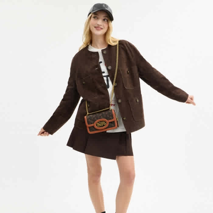 Coach Tabby Chain Clutch Brown Sling Bag-thumb-6