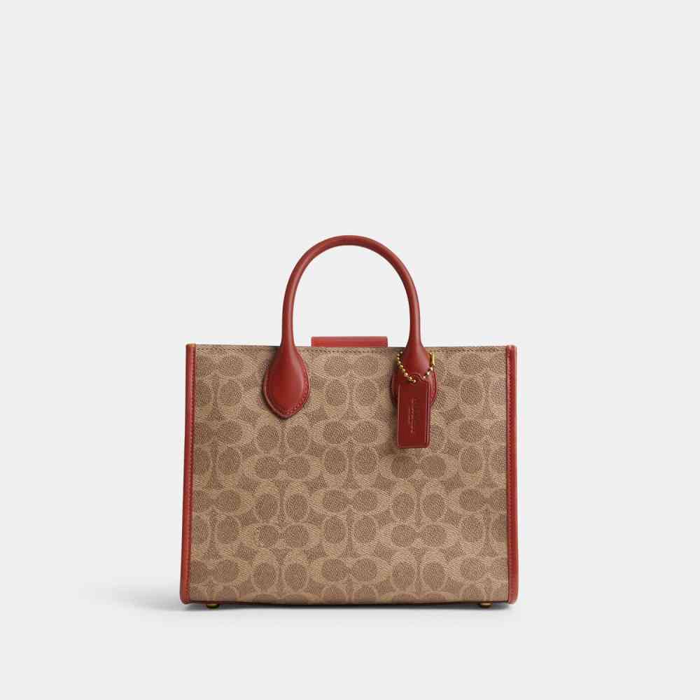 Beige Coach Ace 26 White Tote Bag