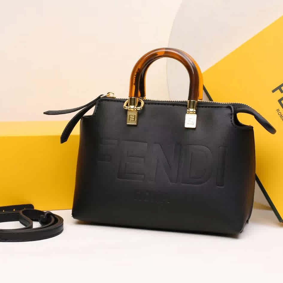 Black Fendi By The Way Signature Brown Crossbody Bag