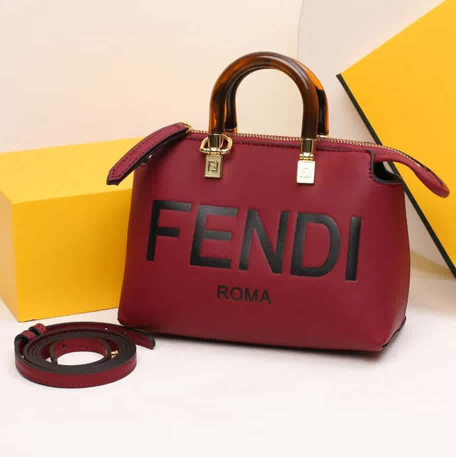 Wine Fendi By The Way Signature Brown Crossbody Bag