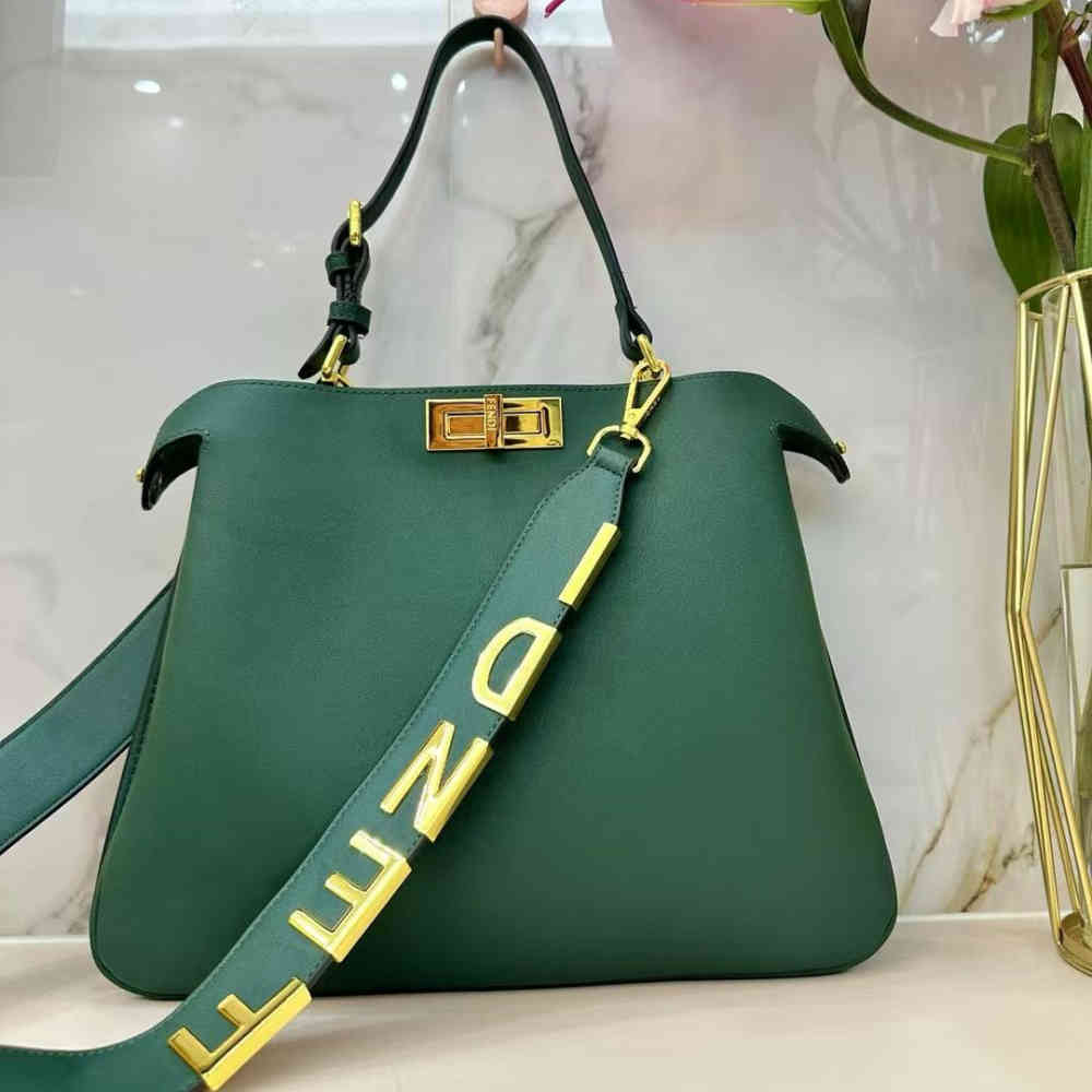 Green Fendi Peekaboo Soft Medium Beige