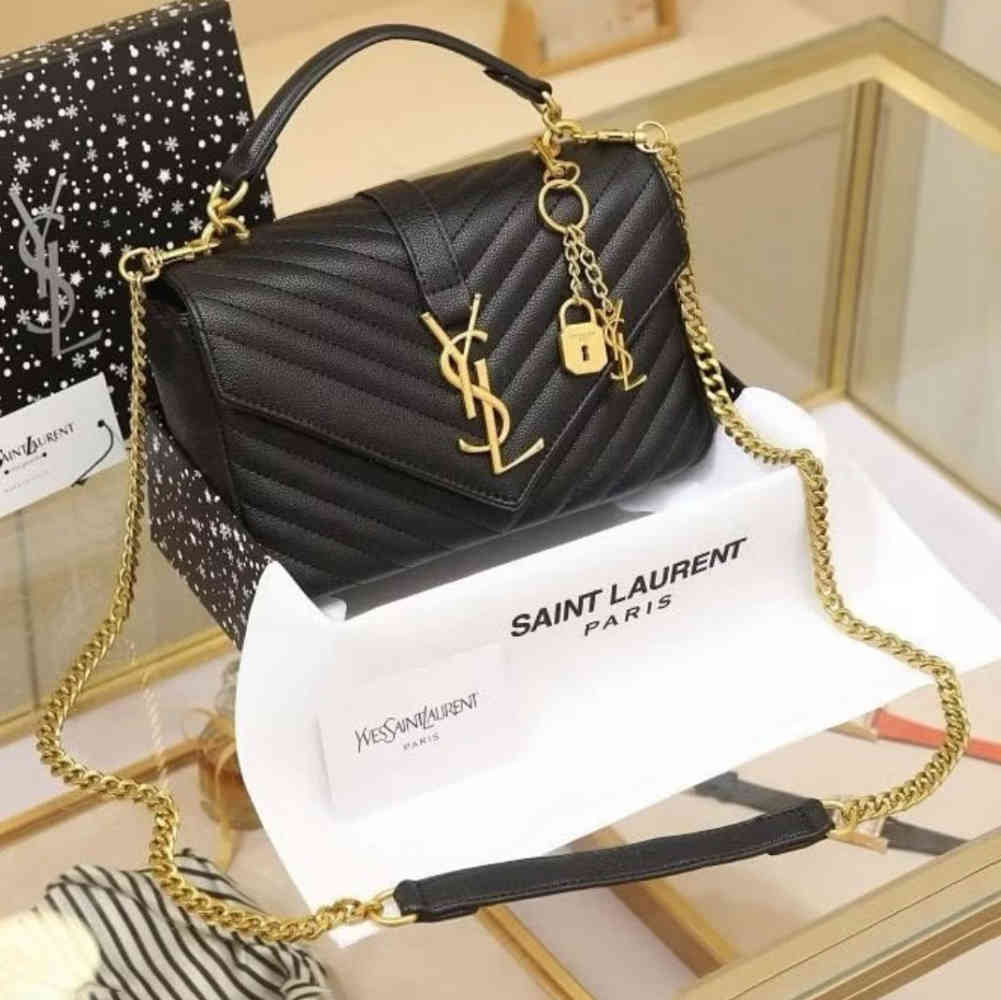 Black Saint Laurent Classic Wine Messenger College Bag