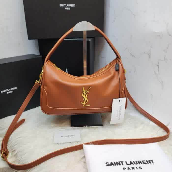 Brown/gold YSL Camera Supple Wine Shoulder bag