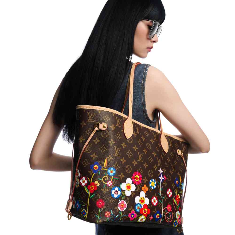 LV x TM Neverfull MM Brown Tote Bag-6