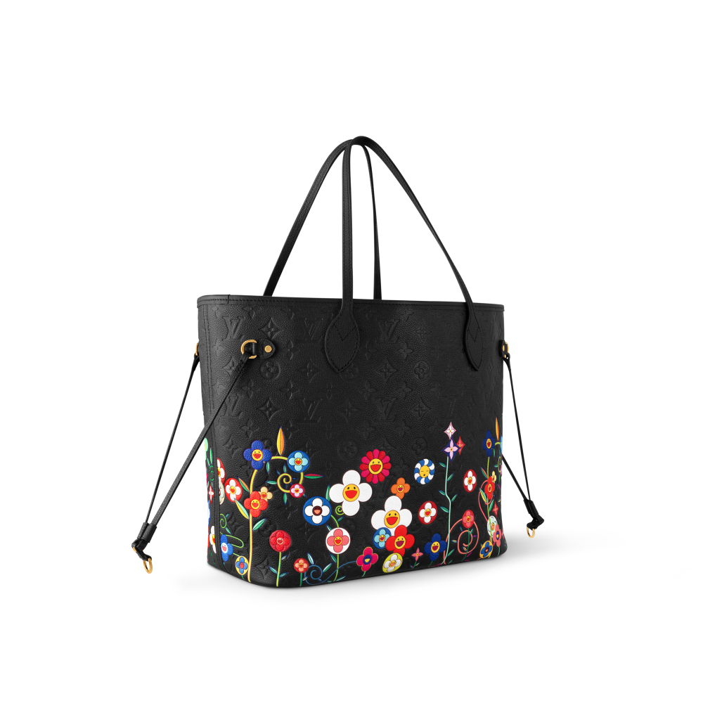 LV x TM Neverfull MM Black Tote Bag-thumb-2