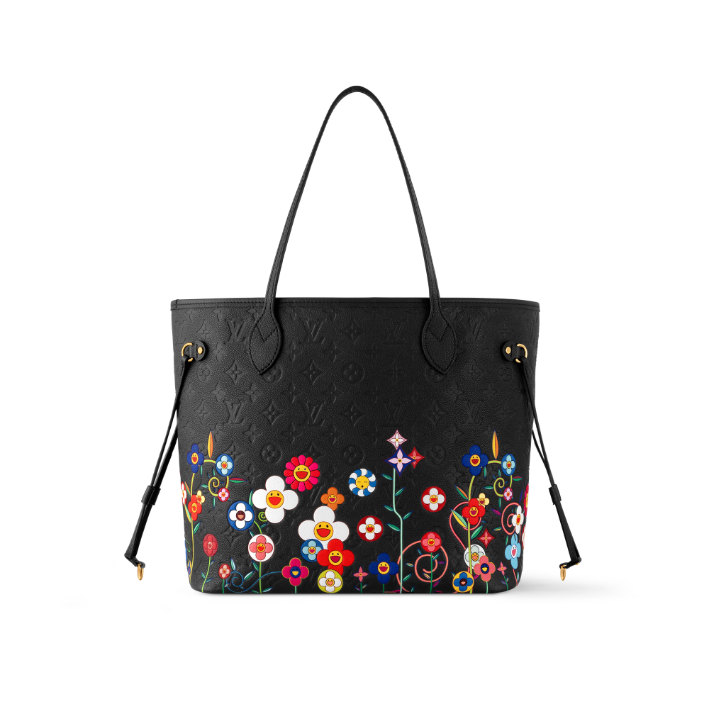 LV x TM Neverfull MM Black Tote Bag-thumb-1