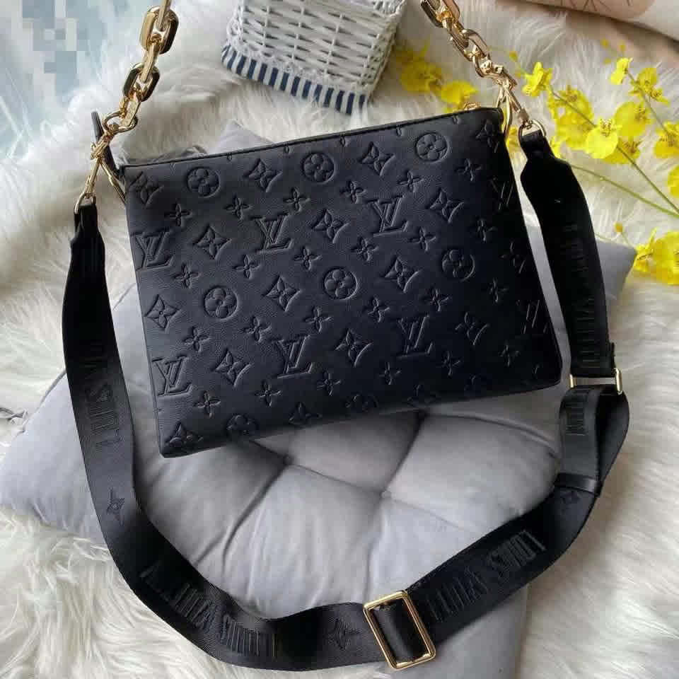 Black Louis Vuitton Virgil Abloh Coussin PM White Sling Bag